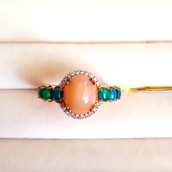 ETHIOPIAN WELP OPAL, MULTI -GEM STONE RING - Picture 2 of 6